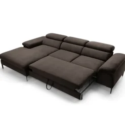 Divano letto regolabile angolare sinistra 4 posti 288x182cm tessuto marrone Loungey