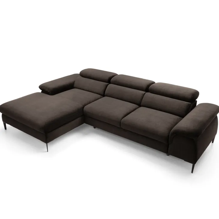 Divano letto regolabile angolare sinistra 4 posti 288x182cm tessuto marrone Loungey