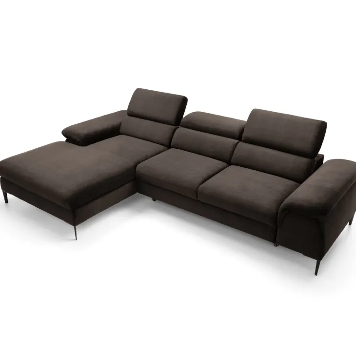 Divano letto regolabile angolare sinistra 4 posti 288x182cm tessuto marrone Loungey