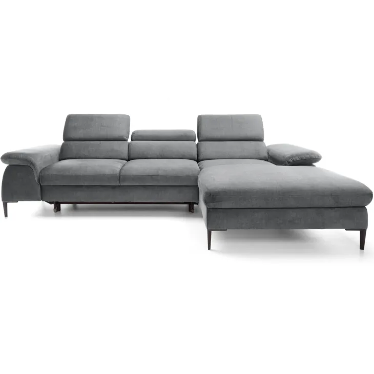 Divano letto regolabile angolare destra 4 posti 288x182cm tessuto grigio chiaro Loungey
