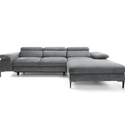 Divano letto regolabile angolare destra 4 posti 288x182cm tessuto grigio chiaro Loungey