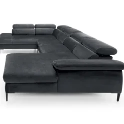 Divano letto regolabile angolare sinistro 5 posti 353x214cm tessuto grigio scuro Calmora