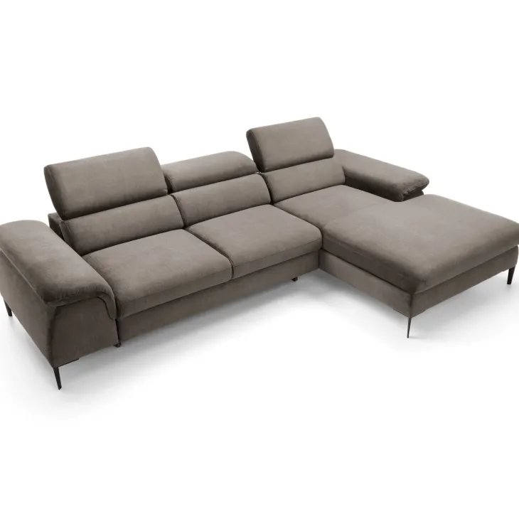 Divano letto regolabile angolare destra 4 posti 288x182cm tessuto beige Loungey