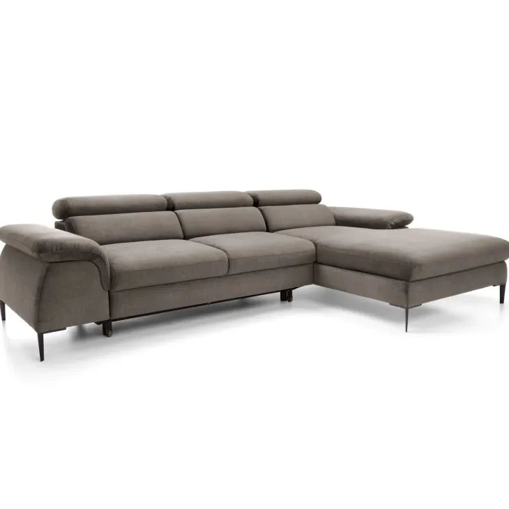Divano letto regolabile angolare destra 4 posti 288x182cm tessuto beige Loungey