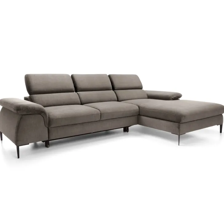 Divano letto regolabile angolare destra 4 posti 288x182cm tessuto beige Loungey