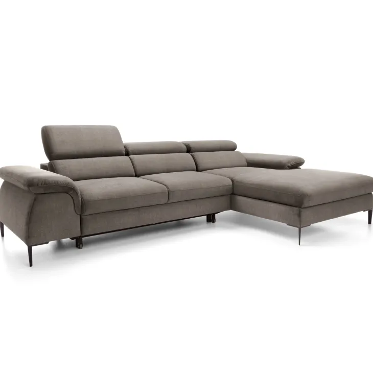 Divano letto regolabile angolare destra 4 posti 288x182cm tessuto beige Loungey