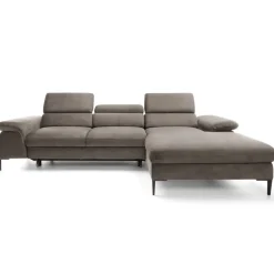Divano letto regolabile angolare destra 4 posti 288x182cm tessuto beige Loungey
