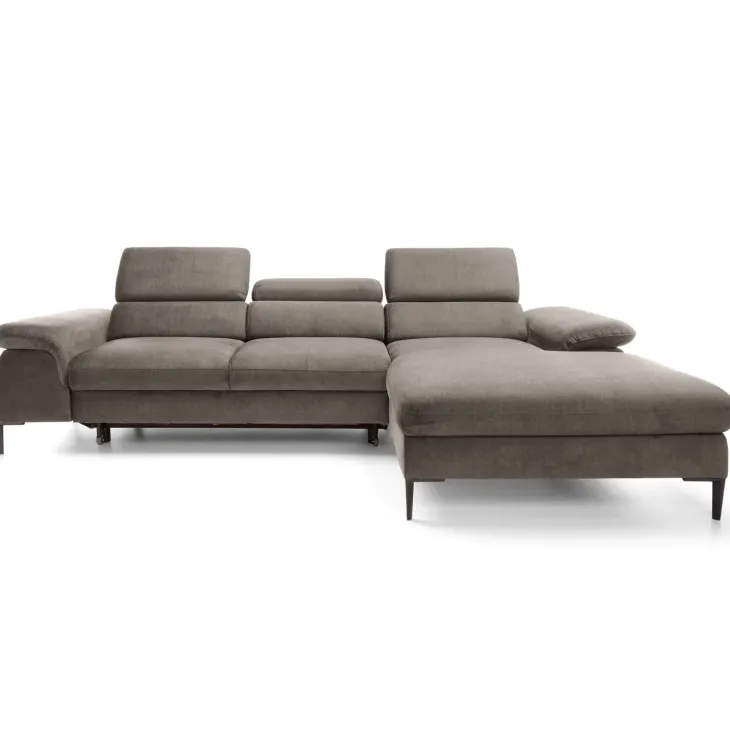 Divano letto regolabile angolare destra 4 posti 288x182cm tessuto beige Loungey