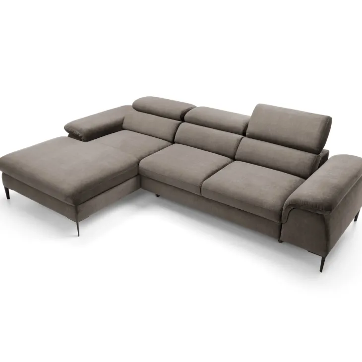 Divano letto regolabile angolare sinistra 4 posti 288x182cm tessuto beige Loungey