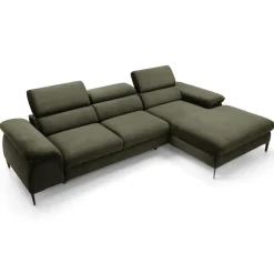 Divano letto regolabile angolare destra 4 posti 288x182cm tessuto verde oliva Loungey