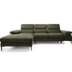 Divano letto regolabile angolare sinistra 4 posti 288x182cm tessuto verde oliva Loungey
