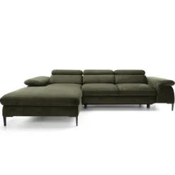 Divano letto regolabile angolare sinistra 4 posti 288x182cm tessuto verde oliva Loungey