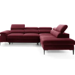 Divano letto regolabile angolare destra 5 posti 280x214cm tessuto rosso bordeaux Snuggity