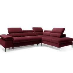 Divano letto regolabile angolare destra 5 posti 280x214cm tessuto rosso bordeaux Snuggity