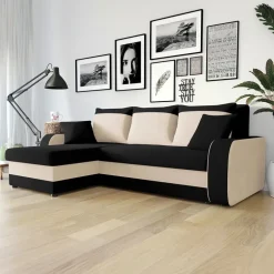 Divano letto reversibile 3 posti moderno 238cm nero écru Flow