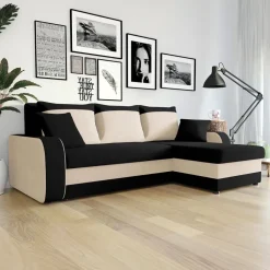 Divano letto reversibile 3 posti moderno 238cm nero écru Flow