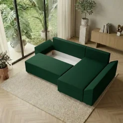 Divano letto reversibile 3 posti 240x140cm matrimoniale angolare verde Appia