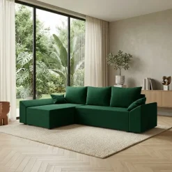 Divano letto reversibile 3 posti 240x140cm matrimoniale angolare verde Appia
