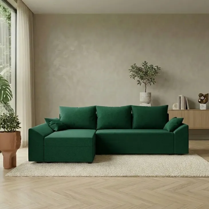 Divano letto reversibile 3 posti 240x140cm matrimoniale angolare verde Appia