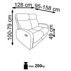 Divano moderno 2 posti reclinabile 128cm tessuto beige Denar 2