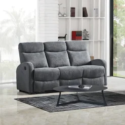 Divano reclinabile 3 posti in tessuto 180cm grigio Denar