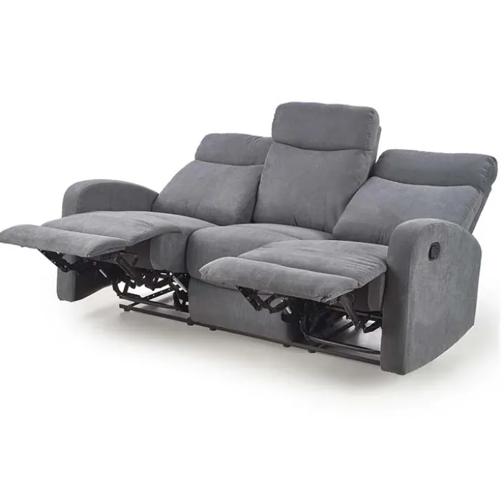 Divano reclinabile 3 posti in tessuto 180cm grigio Denar
