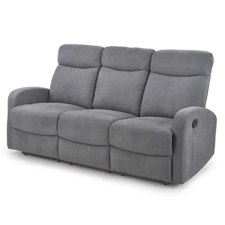 Divano reclinabile 3 posti in tessuto 180cm grigio Denar