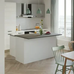Isola cucina centrale 155x90cm 3 ante bianco laccato con piano grigio effetto pietra Gourmet