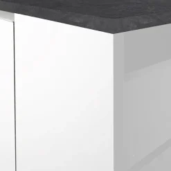 Isola cucina centrale 155x90cm 3 ante bianco laccato con piano grigio effetto pietra Gourmet