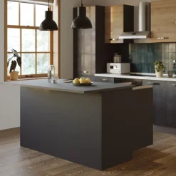 Isola cucina centrale 155x90cm 3 ante antracite opaco con piano grigio effetto pietra Gourmet