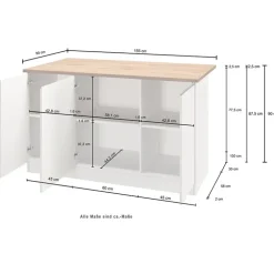 Isola cucina centrale 155x90cm 3 ante antracite opaco con piano grigio effetto pietra Gourmet