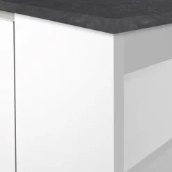 Isola cucina centrale 160x90cm 2 ante e vani bianco laccato con piano grigio effetto pietra Gourmet