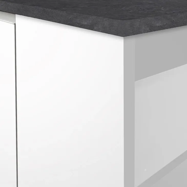 Isola cucina centrale 160x90cm 2 ante e vani bianco laccato con piano grigio effetto pietra Gourmet