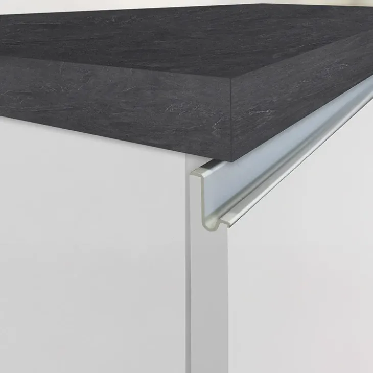 Isola cucina centrale 160x90cm 2 ante e vani bianco laccato con piano grigio effetto pietra Gourmet