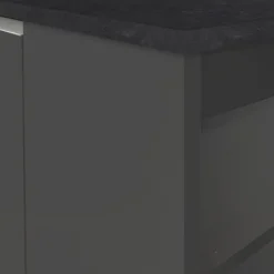 Isola cucina centrale 160x90cm 2 ante e vani antracite opaco con piano grigio effetto pietra Gourmet