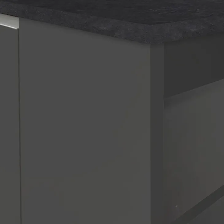 Isola cucina centrale 160x90cm 2 ante e vani antracite opaco con piano grigio effetto pietra Gourmet