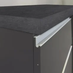 Isola cucina centrale 160x90cm 2 ante e vani antracite opaco con piano grigio effetto pietra Gourmet