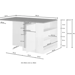 Isola cucina centrale 160x90cm 2 ante e vani bianco laccato con piano rovere Gourmet
