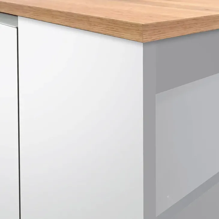 Isola cucina centrale 160x90cm 2 ante e vani bianco laccato con piano rovere Gourmet