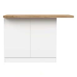Isola cucina centrale 130x90cm 2 ante bianco lucido piano rovere chiaro Olmo