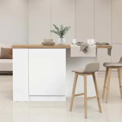Isola cucina centrale 160x90cm 2 ante bianco lucido piano rovere chiaro Olmo