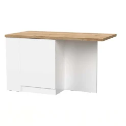 Isola cucina centrale 160x90cm 2 ante bianco lucido piano rovere chiaro Olmo