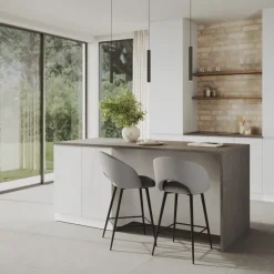 Isola cucina centrale 200x90 cm 4 ante bianco piano grigio pietra Gourmet