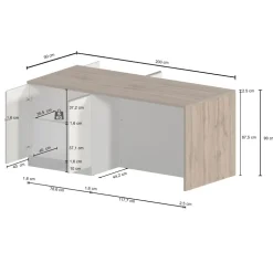 Isola cucina centrale 200x90 cm 4 ante antracite piano grigio pietra Gourmet