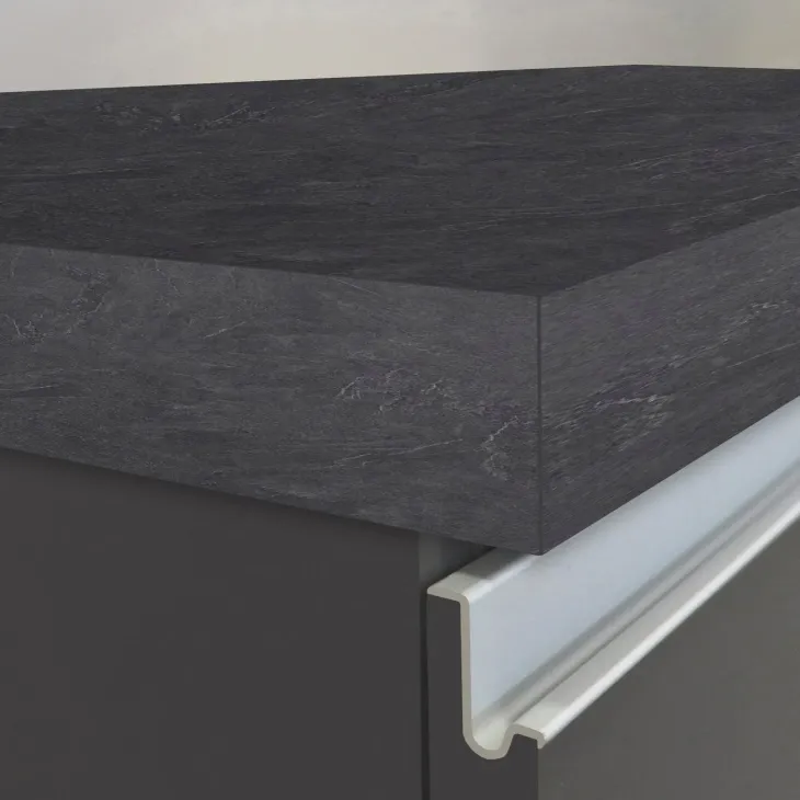 Isola cucina centrale 200x90 cm 4 ante antracite piano grigio pietra Gourmet