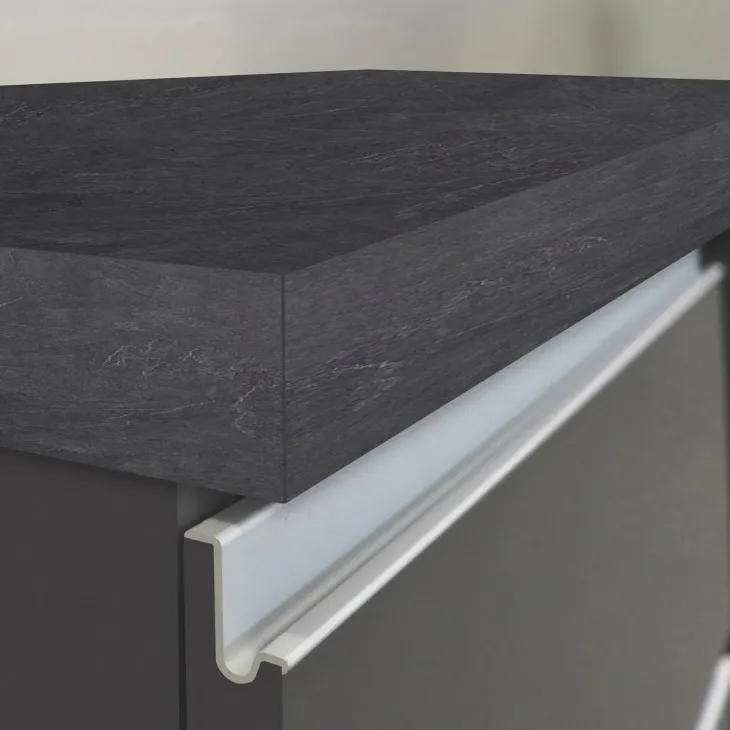 Isola cucina centrale 200x90 cm 4 ante 4 cassetti antracite piano grigio pietra Gourmet