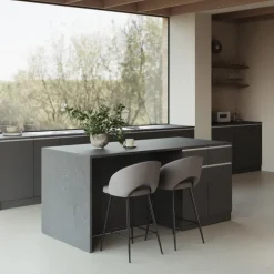 Isola cucina centrale 200x90 cm 4 ante 4 cassetti antracite piano grigio pietra Gourmet