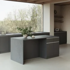 Isola cucina centrale 200x90 cm 4 ante 4 cassetti antracite piano grigio pietra Gourmet