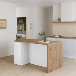 Isola cucina centrale 160x90 cm 2 ante bianco piano rovere Gourmet
