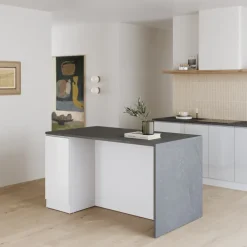 Isola cucina centrale 160x90 cm 2 ante bianco piano grigio pietra Gourmet